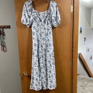 Floral Blue and White Women's Dress